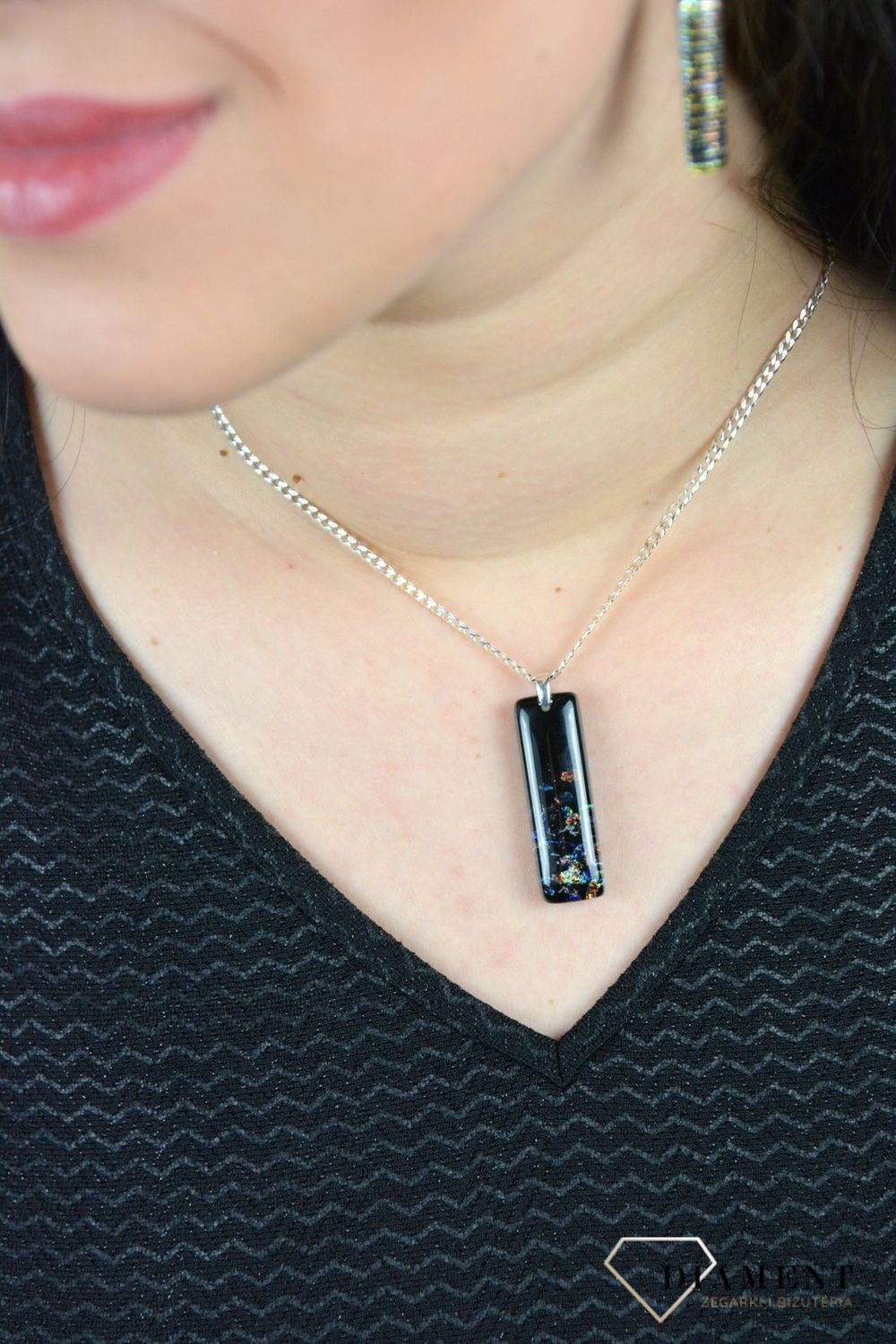 Zawieszka szkło weneckie 'Opalizująca czerń' Murano 51.jpg